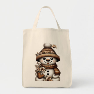 Bolsa Tote Floral Winter Wonderland Snowman