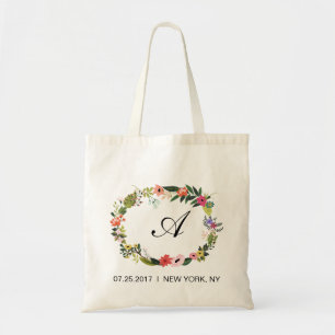 Bolsa Tote Floral Wreath Casamento Inicial Favor Bag