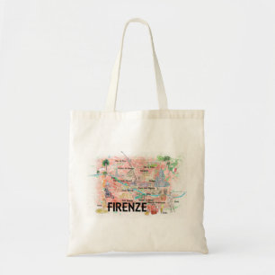 Bolsa Tote Florence Itália Ilustrou Mapa com Marcas