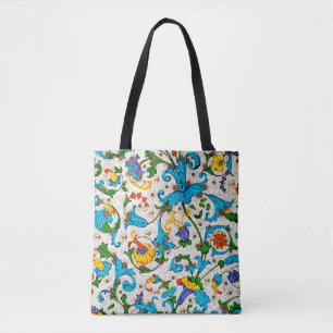 BOLSA TOTE FLORENTINA RENAISSÂNCIA CHUVAS FLORAIS AZUIS, FLOR