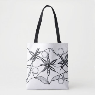 Bolsa Tote Flores abstractas en blanco y negro