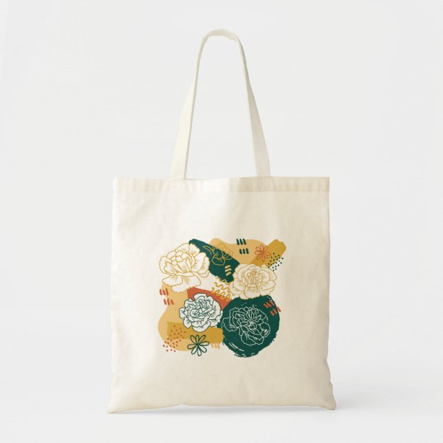 Bolsa Tote Flores Abstratas Coloridas (Frente)