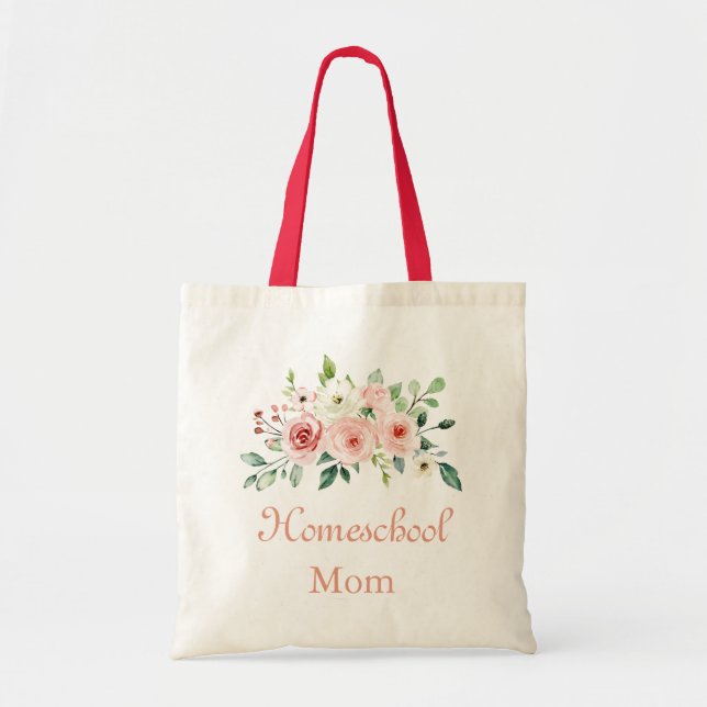 Bolsa Tote Flores adoráveis para uma mãe de uma escola domést (Frente)
