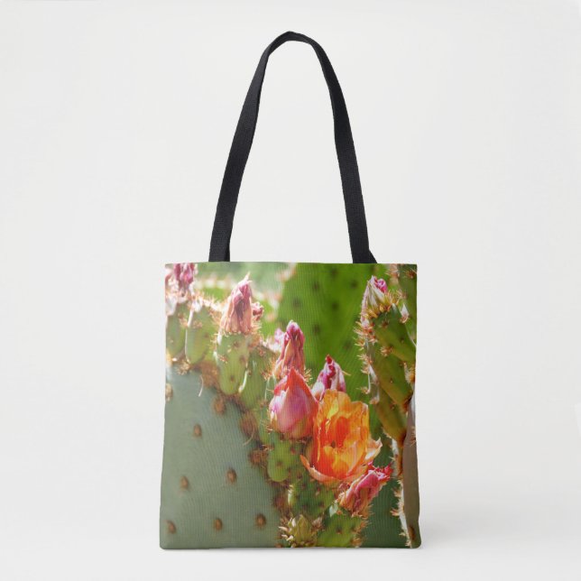 Bolsa Tote Flores alaranjadas da pera espinhosa (Frente)