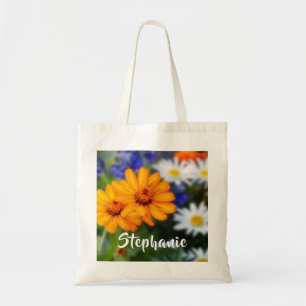Bolsa Tote Flores Amarelas com Nome Personalizado