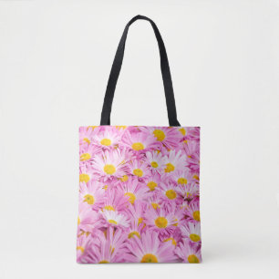 Bolsa Tote Flores Amarelas Cor-de-rosa Fundo sem costura