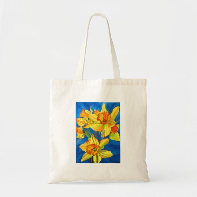 Bolsa Tote Flores amarelas Daffodil narcissus aquarela (Frente)