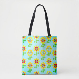 Bolsa Tote Flores Amarelas de Formas Quadradas