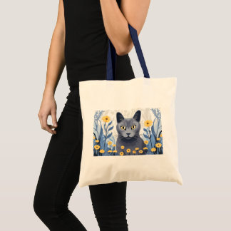 Bolsa Tote Flores Amarelas do Gato Azul Russo