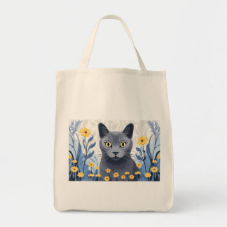 Bolsa Tote Flores Amarelas do Gato Azul Russo