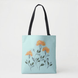 Bolsa Tote Flores Amarelas Felizes no Saco de Tota de Aqua