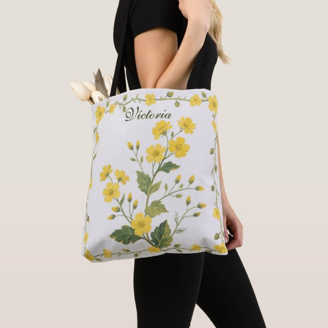 Bolsa Tote Flores Amarelas Florais Lindos Jardins  (Close Up)