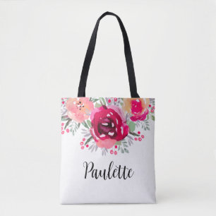 Bolsa Tote Flores Aquarela Personalizadas