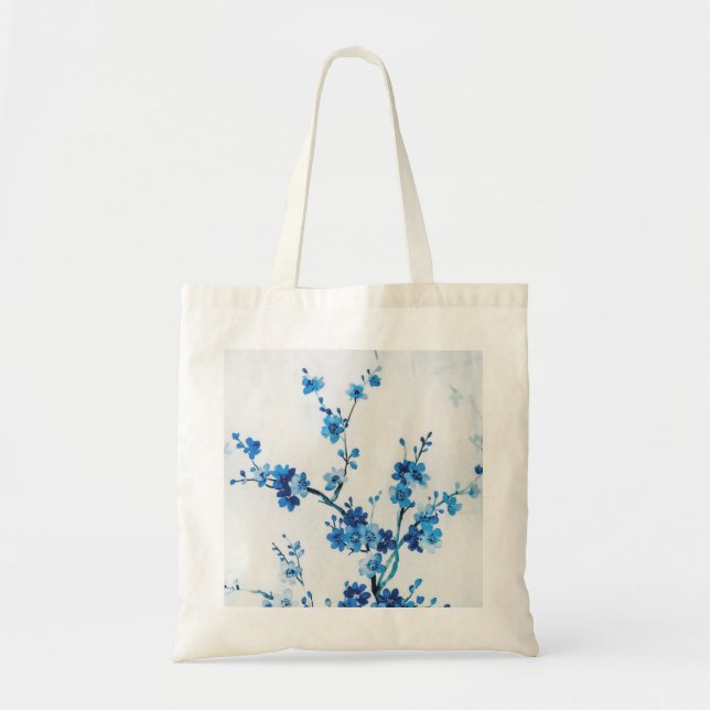 Bolsa Tote Flores Azuis De Aquarela Delicam Bela (Frente)