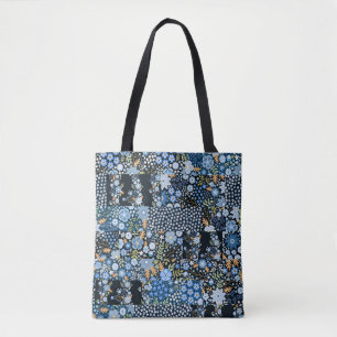 Bolsa Tote Flores Azuis De Cordas: Tecido Invisível.