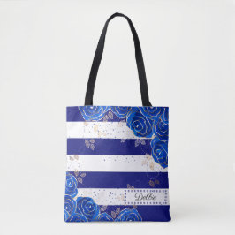 Bolsa Tote Flores Azuis Escuros bonito E Saco De Tota De Stri