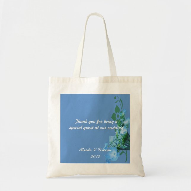 Bolsa Tote flores azuis hydrangea em fundo azul (Frente)