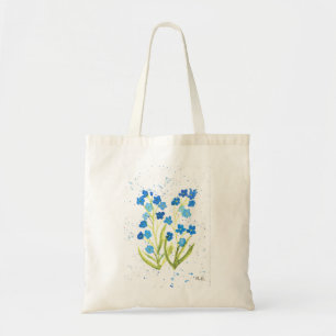 Bolsa Tote Flores azuis Não me esqueças Chuva de noiva 