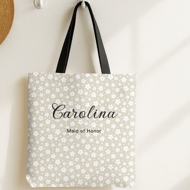 Bolsa Tote Flores Beige Confetti Bridesmaid (Criador carregado)