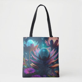 Bolsa Tote Flores Bioluminescentes de Alienígenas Vibrantes