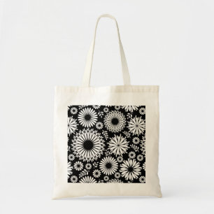 Bolsa Tote Flores boho Padrão floral vetorial preto e branco