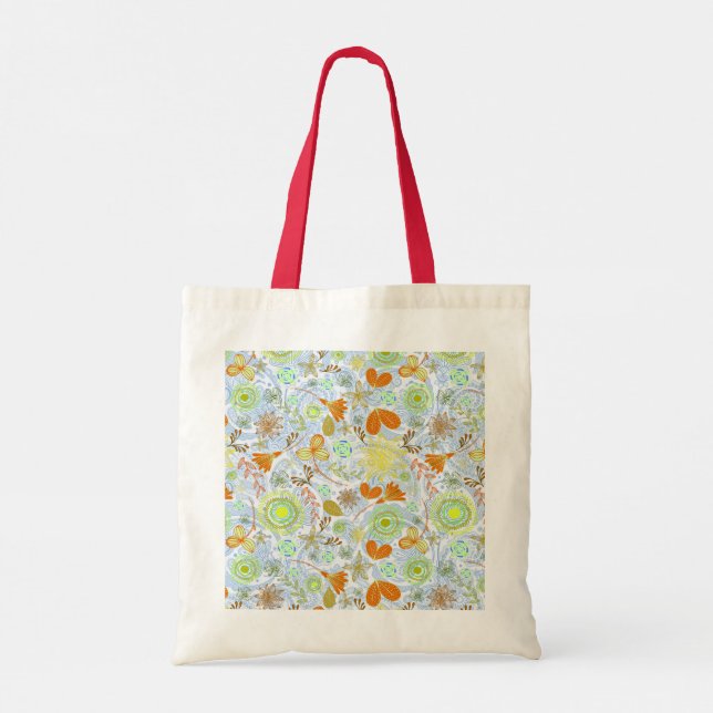 Bolsa Tote Flores bonitas e sem costura padrões lançam pílula (Verso)
