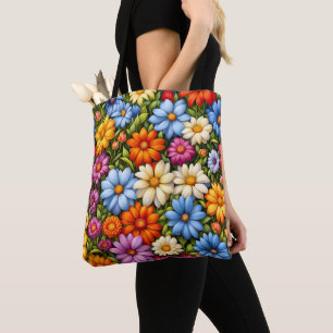 Bolsa Tote Flores Bonitas, Vividamente Coloridas,