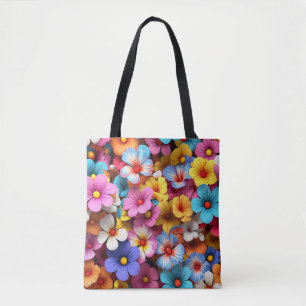 Bolsa Tote Flores Bonito Coloridas Padrão-20240