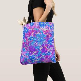 Bolsa Tote Flores bonito de Azul Violeta e Verde limão