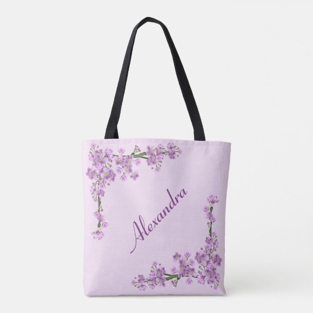 Bolsa Tote Flores bonito de Cereja Rosa (Verso)