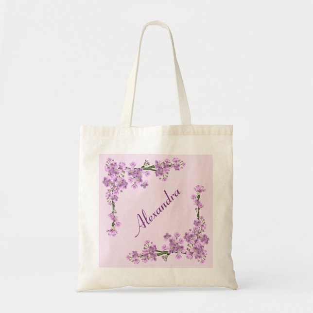 Bolsa Tote Flores bonito de Cereja Rosa (Frente)
