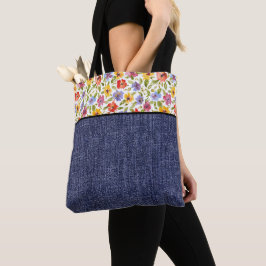 Bolsa Tote Flores bonito e denim