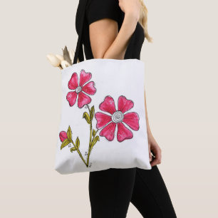 Bolsa Tote Flores Brancas, Cinzentas, Quentes