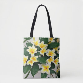 Bolsa Tote Flores Brancas de Frangipani
