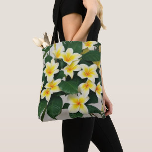 Bolsa Tote Flores Brancas de Frangipani