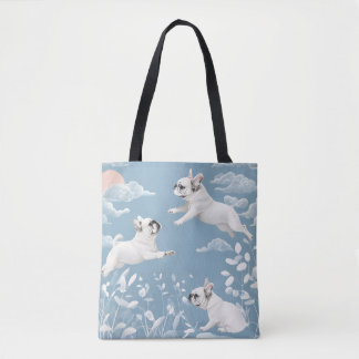 Bolsa Tote Flores Brancas de Pastel Colorido Francês