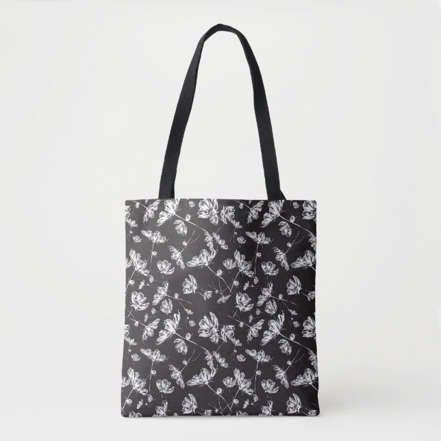 Bolsa Tote Flores brancas do cosmos: padrão isolado. (Frente)