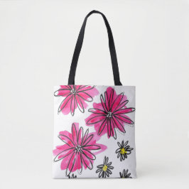 Bolsa Tote Flores Brancas e Rosa Quiméricas