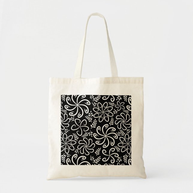Bolsa Tote Flores brancas pretas funerárias Bag (Frente)