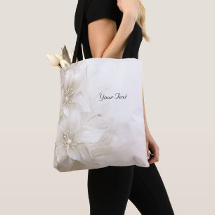 Bolsa Tote Flores Branco Marfim