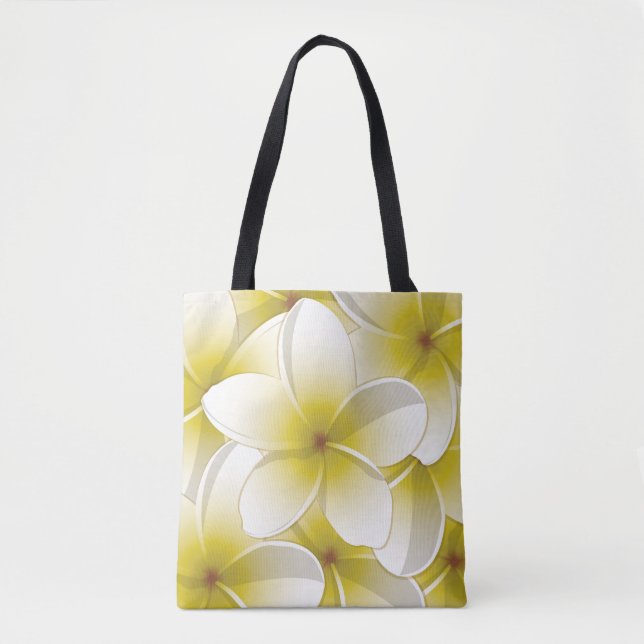 Bolsa Tote Flores Brilhantes Frangipani/ Plumeria (Frente)