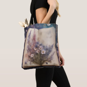 Bolsa Tote Flores caprichosas crescendo de um livro
