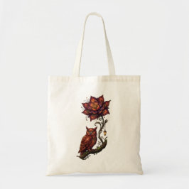 Bolsa Tote Flores Carmesim & Coruja Mística.