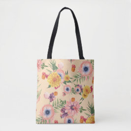 Bolsa Tote Flores Coloridas Bonitas Com Folhas