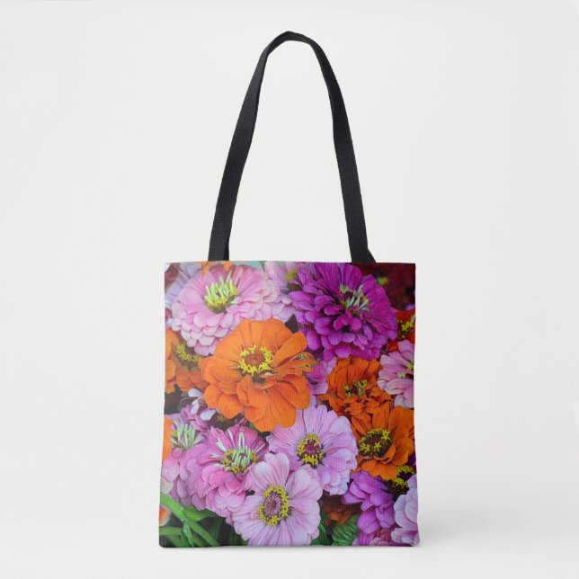 Bolsa Tote Flores coloridas da dália (Frente)