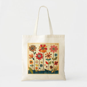 Bolsa Tote Flores Coloridas de Arte Popular