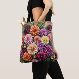 Bolsa Tote Flores Coloridas de Dahlia