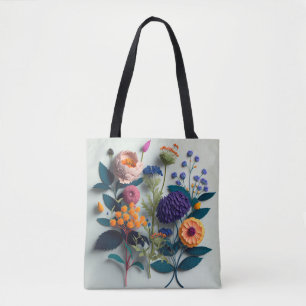 Bolsa Tote Flores Coloridas De Papel