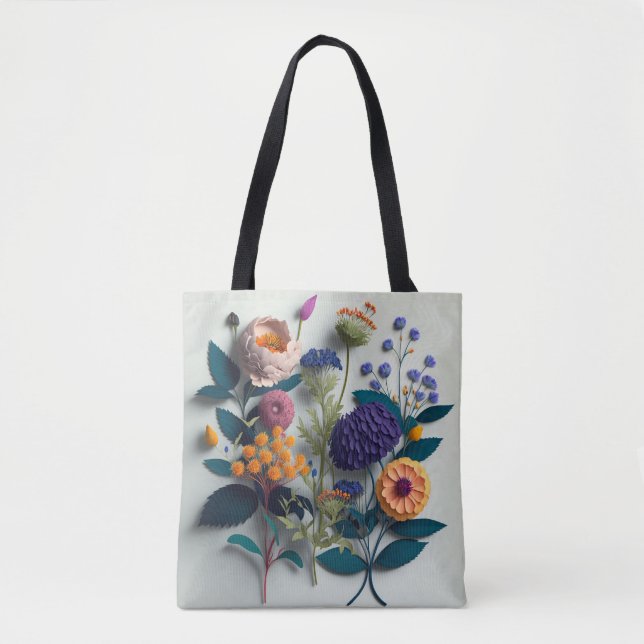 Bolsa Tote Flores Coloridas De Papel (Frente)
