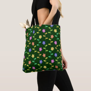 Bolsa Tote Flores Coloridas, Padrão Floral, Verdura, Boho
